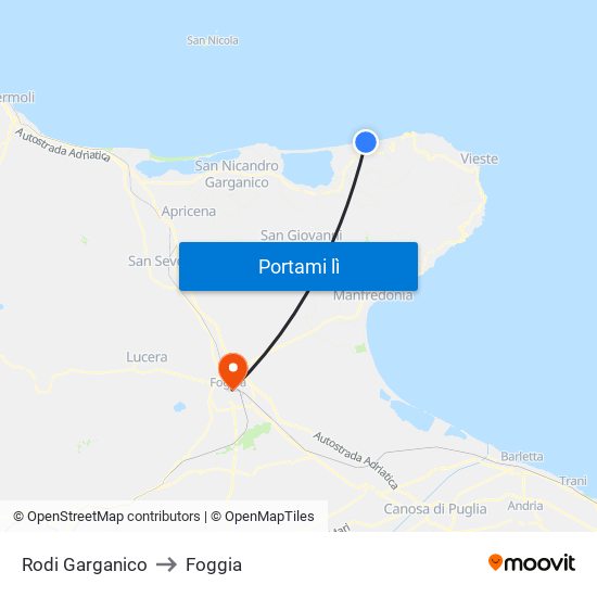 Rodi Garganico to Foggia map