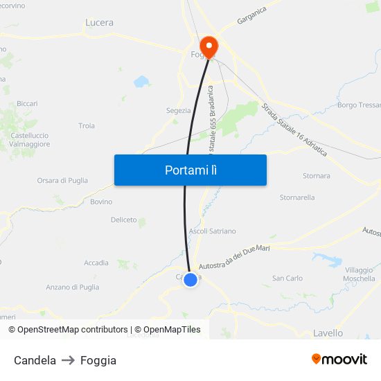 Candela to Foggia map