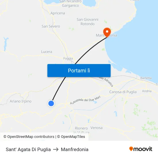 Sant' Agata Di Puglia to Manfredonia map