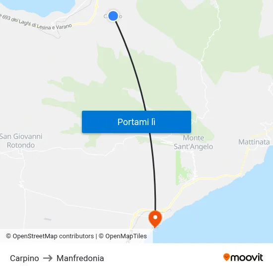 Carpino to Manfredonia map
