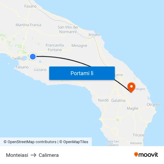 Monteiasi to Calimera map