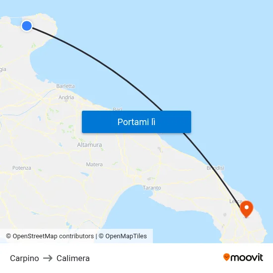 Carpino to Calimera map