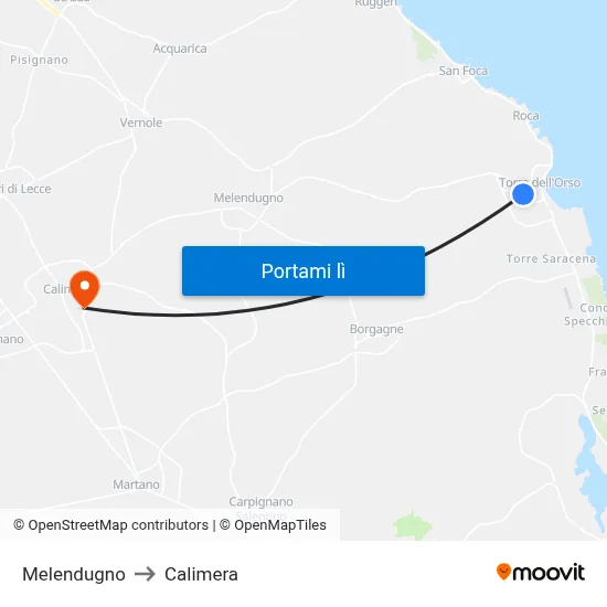 Melendugno to Calimera map