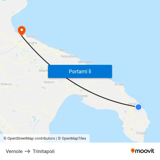 Vernole to Trinitapoli map
