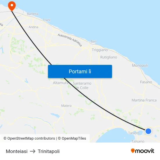 Monteiasi to Trinitapoli map