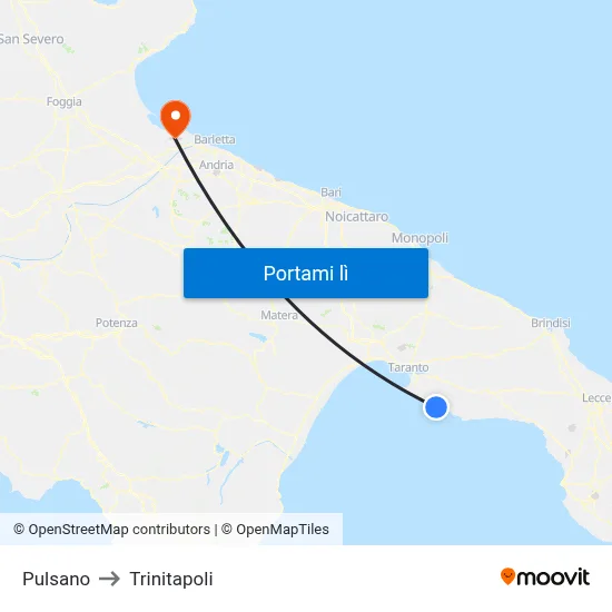 Pulsano to Trinitapoli map