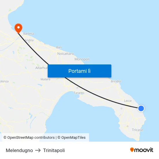 Melendugno to Trinitapoli map