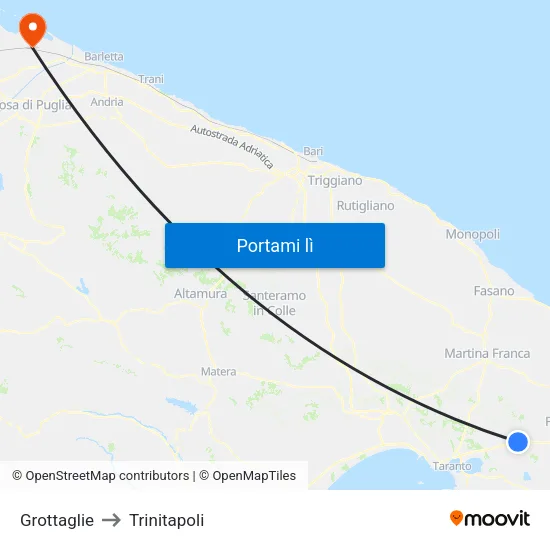 Grottaglie to Trinitapoli map