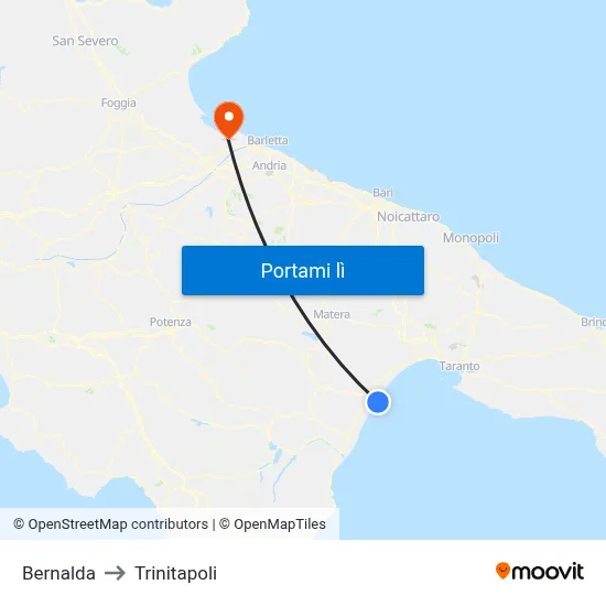 Bernalda to Trinitapoli map