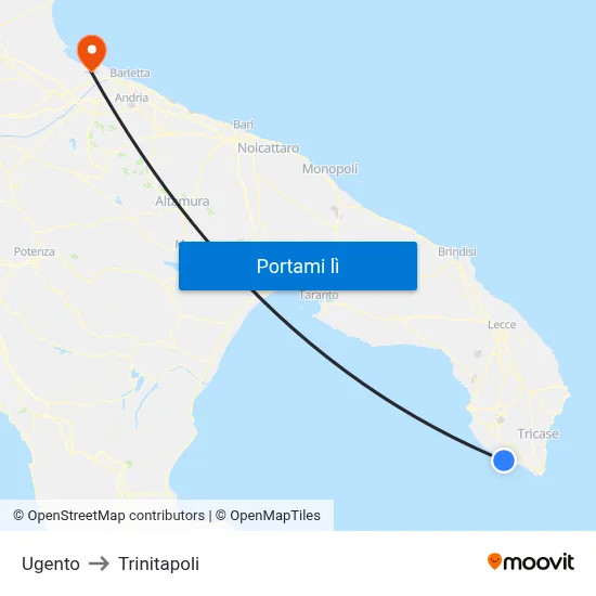 Ugento to Trinitapoli map