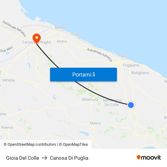 Gioia Del Colle to Canosa Di Puglia map