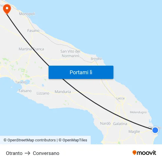 Otranto to Conversano map