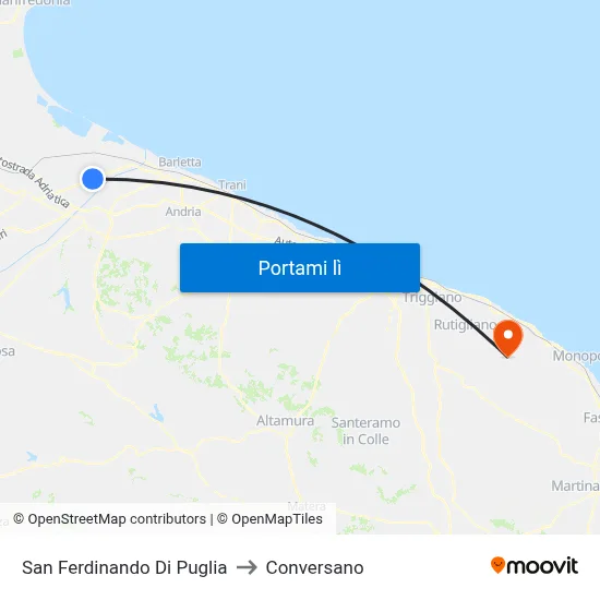 San Ferdinando Di Puglia to Conversano map