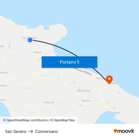 San Severo to Conversano map