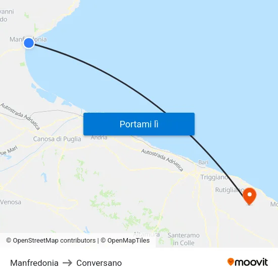 Manfredonia to Conversano map