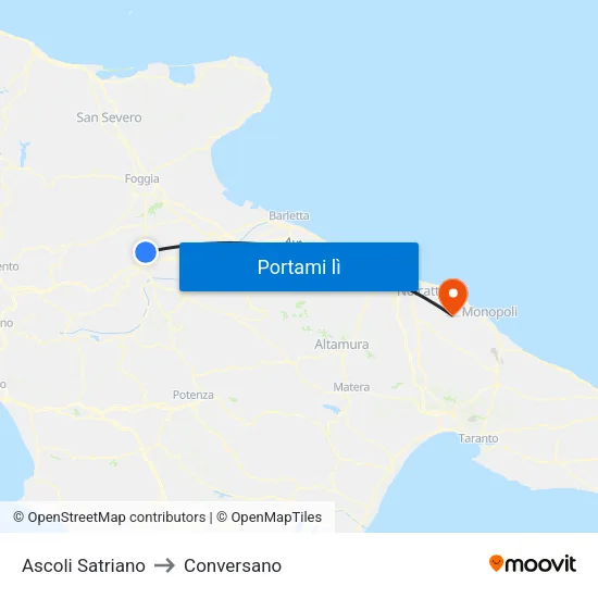 Ascoli Satriano to Conversano map