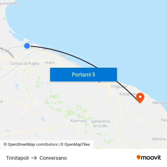 Trinitapoli to Conversano map