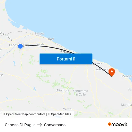 Canosa Di Puglia to Conversano map