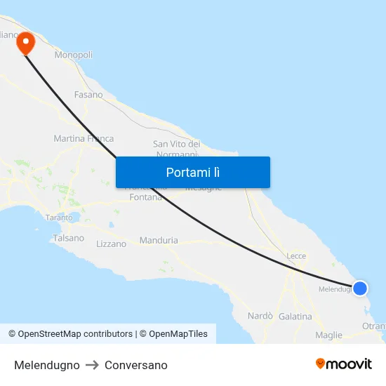 Melendugno to Conversano map
