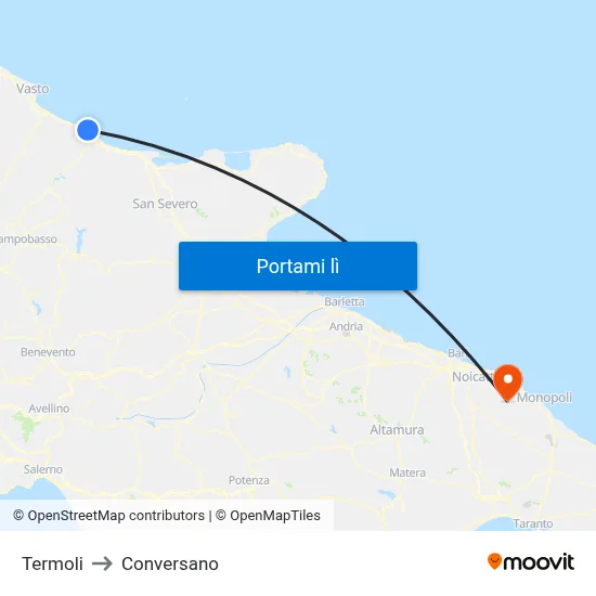 Termoli to Conversano map