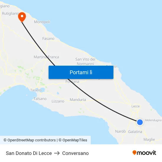 San Donato Di Lecce to Conversano map