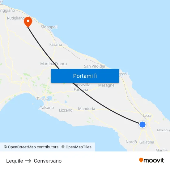 Lequile to Conversano map