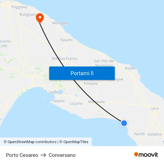 Porto Cesareo to Conversano map