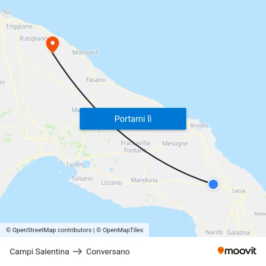 Campi Salentina to Conversano map