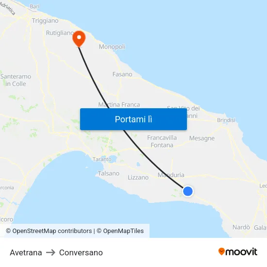 Avetrana to Conversano map