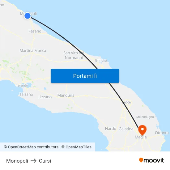 Monopoli to Cursi map