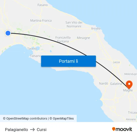 Palagianello to Cursi map