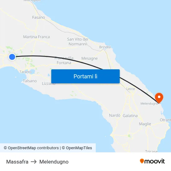 Massafra to Melendugno map