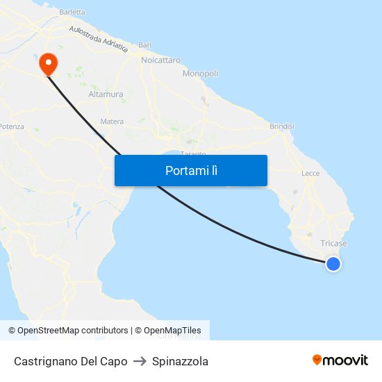 Castrignano Del Capo to Spinazzola map