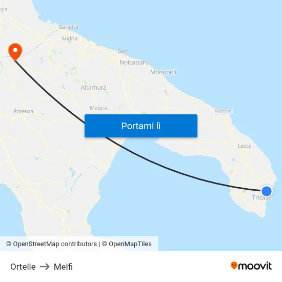 Ortelle to Melfi map