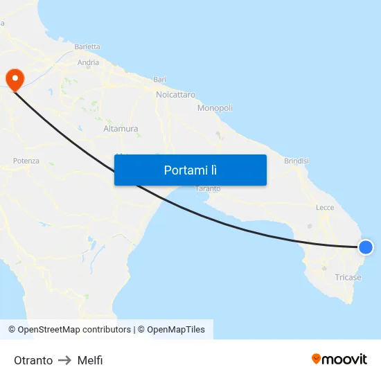 Otranto to Melfi map