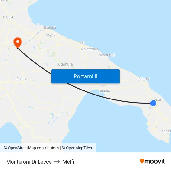 Monteroni Di Lecce to Melfi map