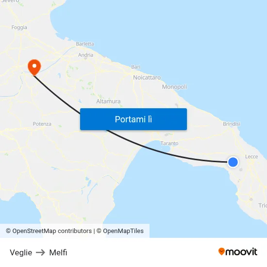 Veglie to Melfi map