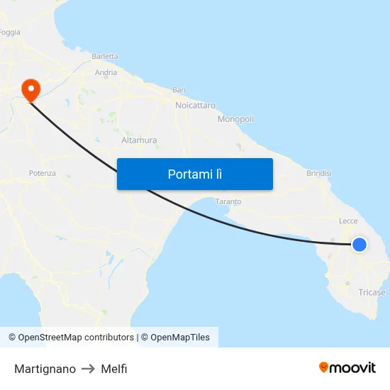 Martignano to Melfi map