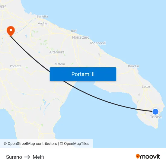Surano to Melfi map