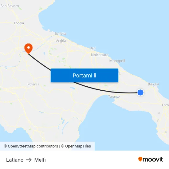 Latiano to Melfi map