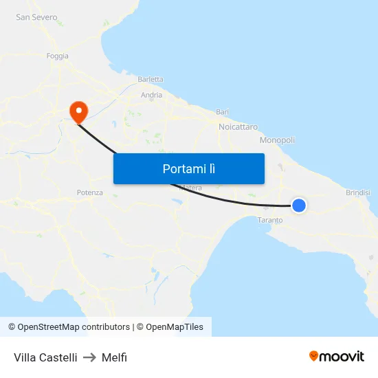 Villa Castelli to Melfi map