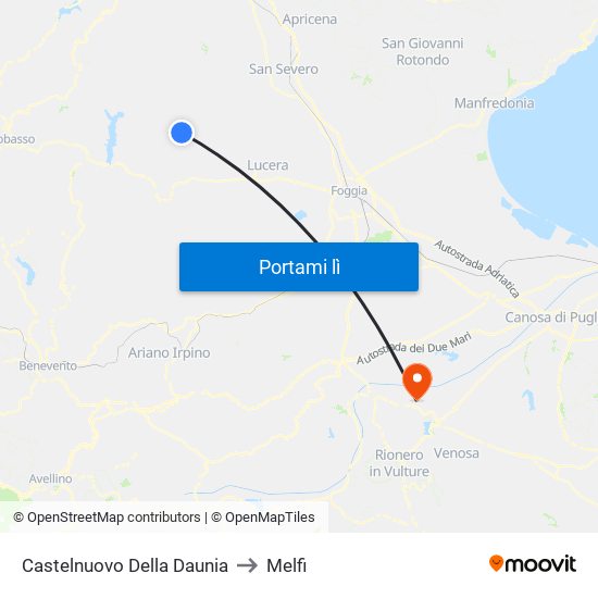 Castelnuovo Della Daunia to Melfi map