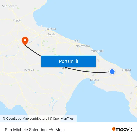 San Michele Salentino to Melfi map