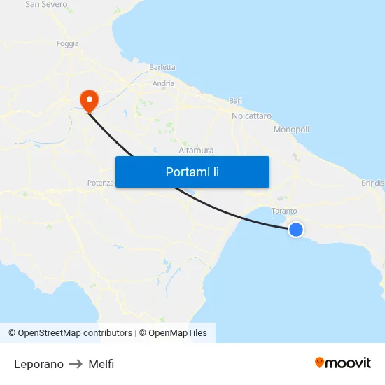 Leporano to Melfi map