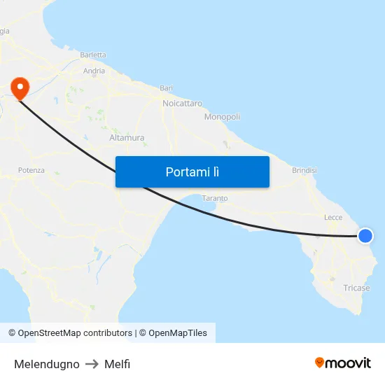 Melendugno to Melfi map