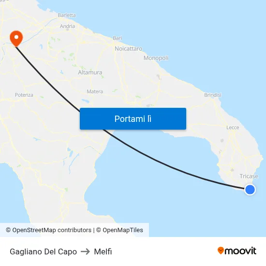 Gagliano Del Capo to Melfi map