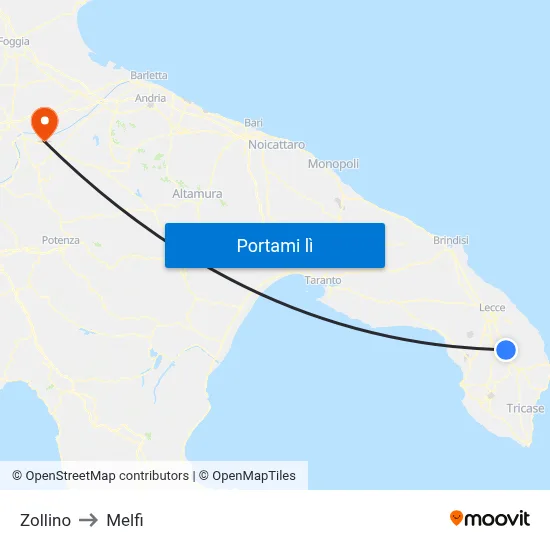 Zollino to Melfi map