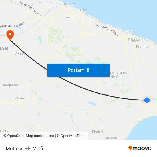 Mottola to Melfi map
