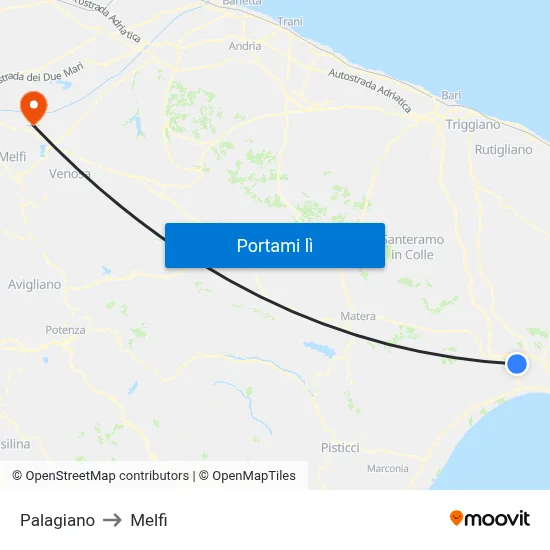 Palagiano to Melfi map