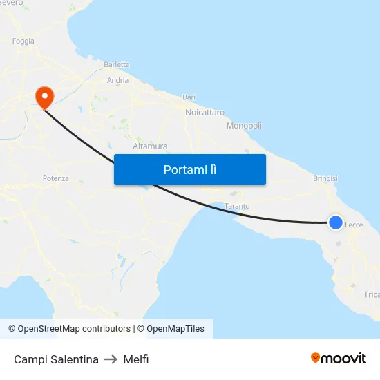 Campi Salentina to Melfi map